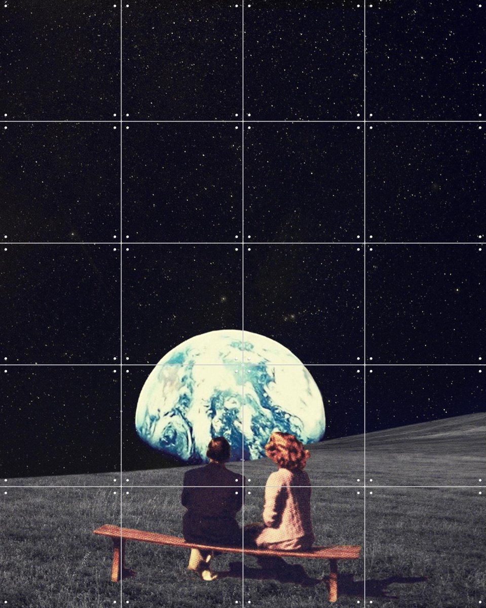 IXXI We used to live There, Frank Moth - 80 x 100 cm - Gratis ophangtool - Grote wanddecoratie en posters - Collage, Vintage, Surrealisme, Grafisch