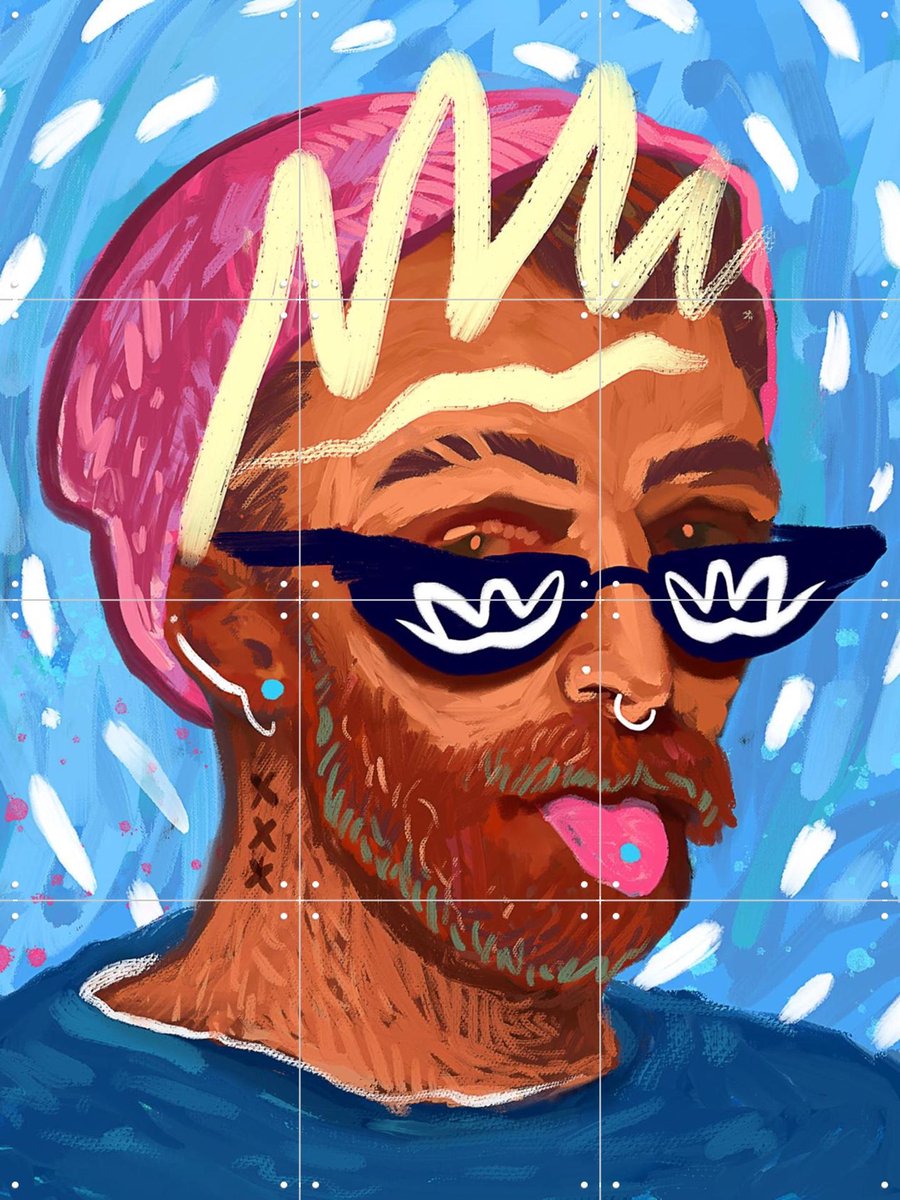 IXXI Hipster Van Gogh, Pop-art by Tadej & Van Gogh 21st Century - 60 x 80 cm - Gratis ophangtool - Grote wanddecoratie en posters - Kleurrijk