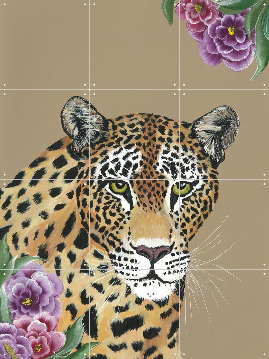 IXXI Wild Bloom, Lens en penseel door Myrte - 60 x 80 cm - Gratis ophangtool - Grote wanddecoratie en posters - Illustraties, Realisme, Woonkamer