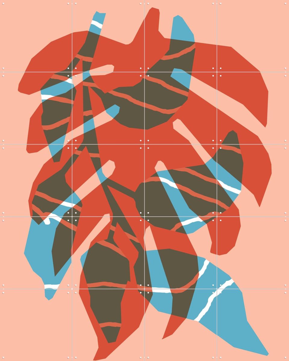 IXXI Leaves II, Studio Turbo - 80 x 100 cm - Gratis ophangtool - Grote wanddecoratie en posters - Geometrische Kunst, Illustraties, Digitale Kunst