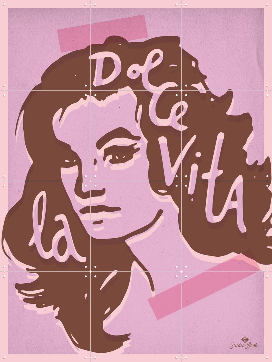 IXXI Dolce Vita, Studio Boot - 60 x 80 cm - Gratis ophangtool - Grote wanddecoratie en posters - Pop art, Illustraties, Grafisch Ontwerp, Typografie