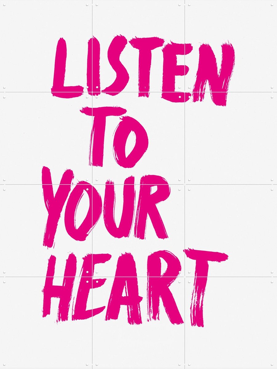 IXXI Listen to your Heart, Marcus Kraft - 60 x 80 cm - Gratis ophangtool - Grote wanddecoratie en posters - Illustraties, Typografie, Kleurrijk, Pop