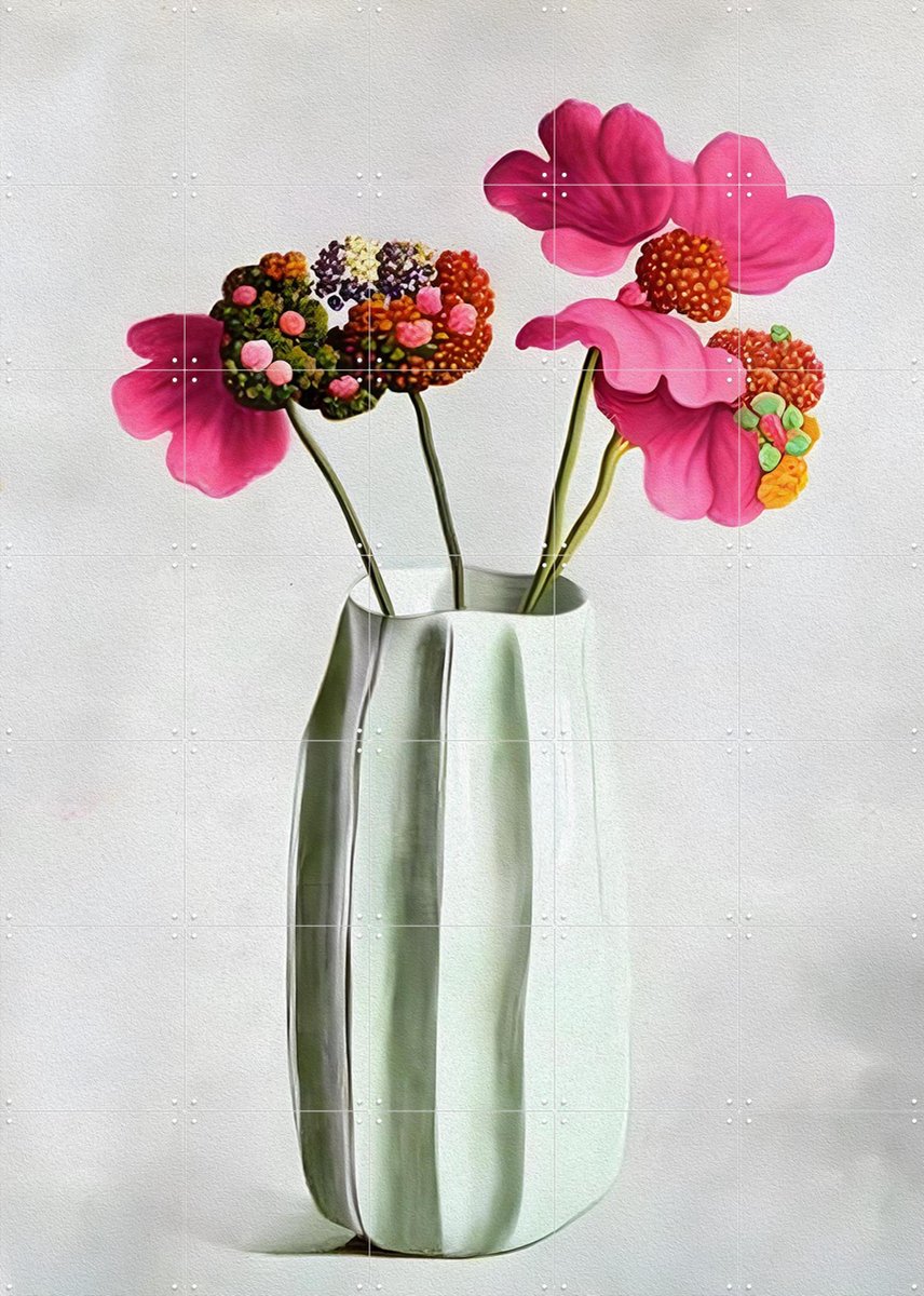IXXI Fuchsia Enigma, Artclaud - 100 x 140 cm - Gratis ophangtool - Grote wanddecoratie en posters - Olieverf, Woonkamer, Eetkamer, Botanisch, Boeket