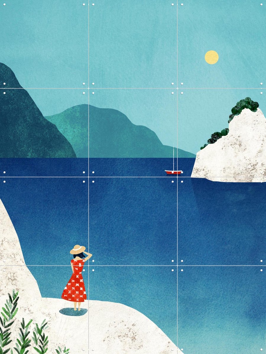 IXXI The Lookout, Henry Rivers - 60 x 80 cm - Gratis ophangtool - Grote wanddecoratie en posters - Illustraties, Grafisch Ontwerp, Kleurrijk, Bergen
