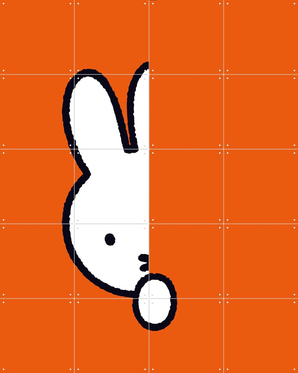 IXXI Nijntje Verstoppertje Oranje, Dick Bruna & Nijntje - 80 x 100 cm - Gratis ophangtool - Grote wanddecoratie en posters Babykamer, Kinderkamer