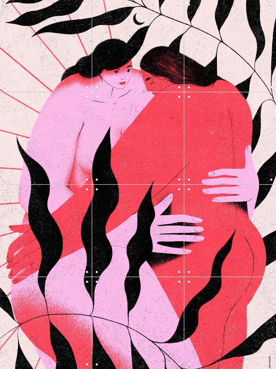 IXXI Couple, Ada Jarzebowska & Various - 60 x 80 cm - Gratis ophangtool - Grote wanddecoratie en posters - Illustraties, Grafisch Ontwerp, Kleurrijk