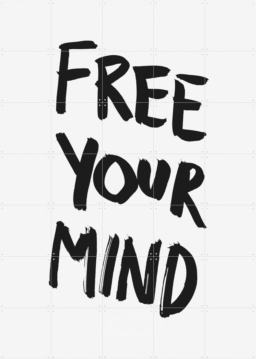 IXXI Free your mind, Marcus Kraft - 100 x 140 cm - Gratis ophangtool - Grote wanddecoratie en posters - Grafisch Ontwerp, Pop art, Typografie en
