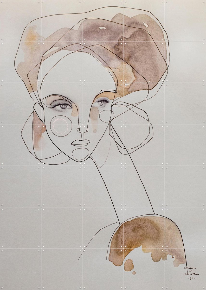 IXXI Honey, Lemholt N' Bergman - 100 x 140 cm - Gratis ophangtool - Grote wanddecoratie en posters - Aquarel, Line art, Illustraties, Abstract