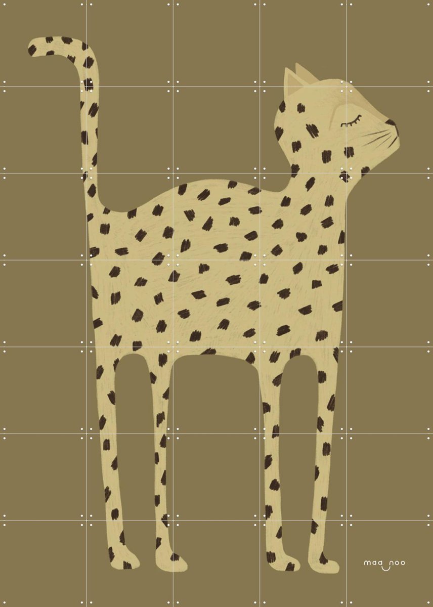 IXXI Proud Cheetah, Maa-noo - 100 x 140 cm - Gratis ophangtool - Grote wanddecoratie en posters - Speels, Kleurrijk, Illustraties, Kinderkamer