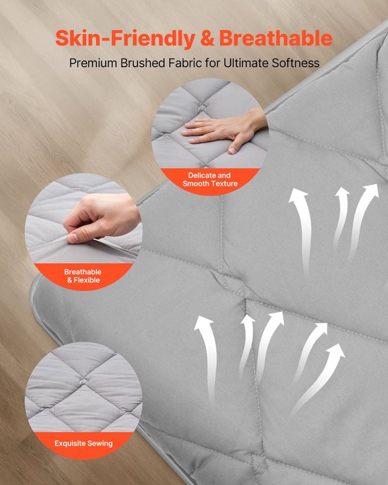 Japanse futonmatras - Opvouwbare tatami vloermatras - Maat 203,2 x 152,4 x 8,9 cm - Queen size 2-persoons - 9-laags - Opbergtas en bevestigingsset - Yoga & meditatie - Grijs — afbeelding 2