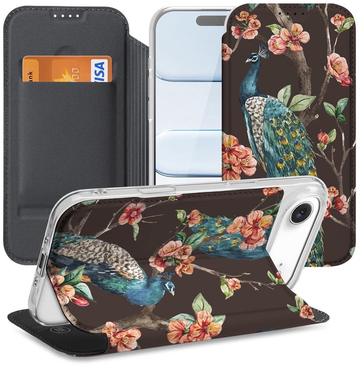 Book Cover Apple iPhone Air Pauw met Bloemen
