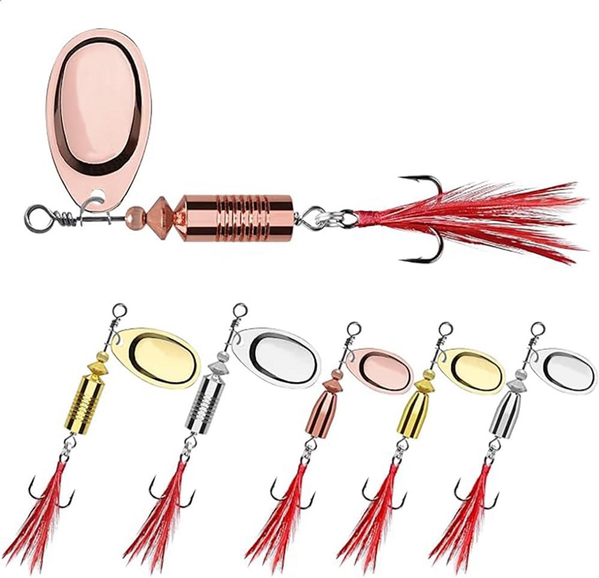 Spinner Set voor Baars, Forel en Snoek - 6 Delige Vis Kunstaasset