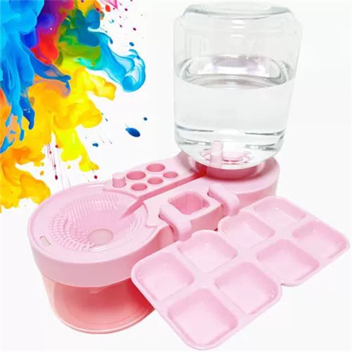 Ynkkvre -Kwastenreiniger-kwastenreiniger-acryl-verbeterde lekvrije-kunstbenodigdheden- multifunctionele-schoonmaakgereedschap-Roze transparant