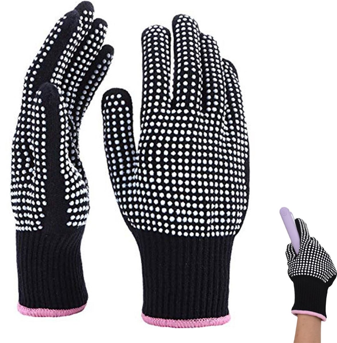 2x Krultang Handschoenen - Met antislip siliconen - Hittebestendige Handschoen - Warmte Handschoen voor stijltang - Hittebestendige handschoenen - Styling Haaraccessoires - Voor haarstyling, krultang, stijltang, keuken grill - Tot 200 graden Celsius