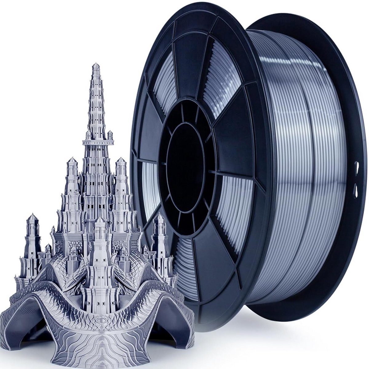 Zijdeachtig PLA 1.75mm 3D Printer Filament 1kg - Zilver Grijs