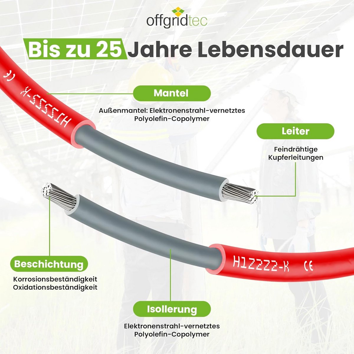 Flexibele Zonnekabel H1Z2Z2-K 6mm² voor Zonnepanelen