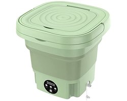 Jently mini wasmachine - camping wasmachine - draagbaar - opvouwbaar - centrifuge - groen - 8L