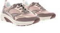 Luchtfoto van roze Gabor Rollingsoft sneakers met mesh, metallic en bruine leren details.