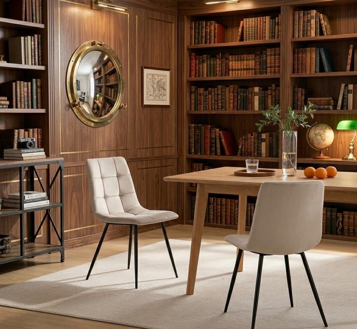 Serena Velvet Luxe Eetkamerstoelen Set van 4 – Fluwelen Gestoffeerde Stoelen met Metalen Poten – Modern Design Keukenstoel & Woonkamerstoel – Tot 150 kg – Lichtgrijs | Casa Serena – Afmetingen op a...