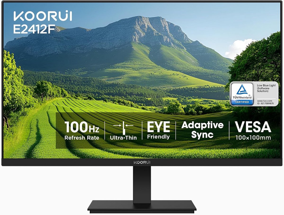 24 inch Full HD Monitor (1920x1080) - 75Hz, 5ms Responstijd - HDMI & VGA - Hoge Kleurweergave