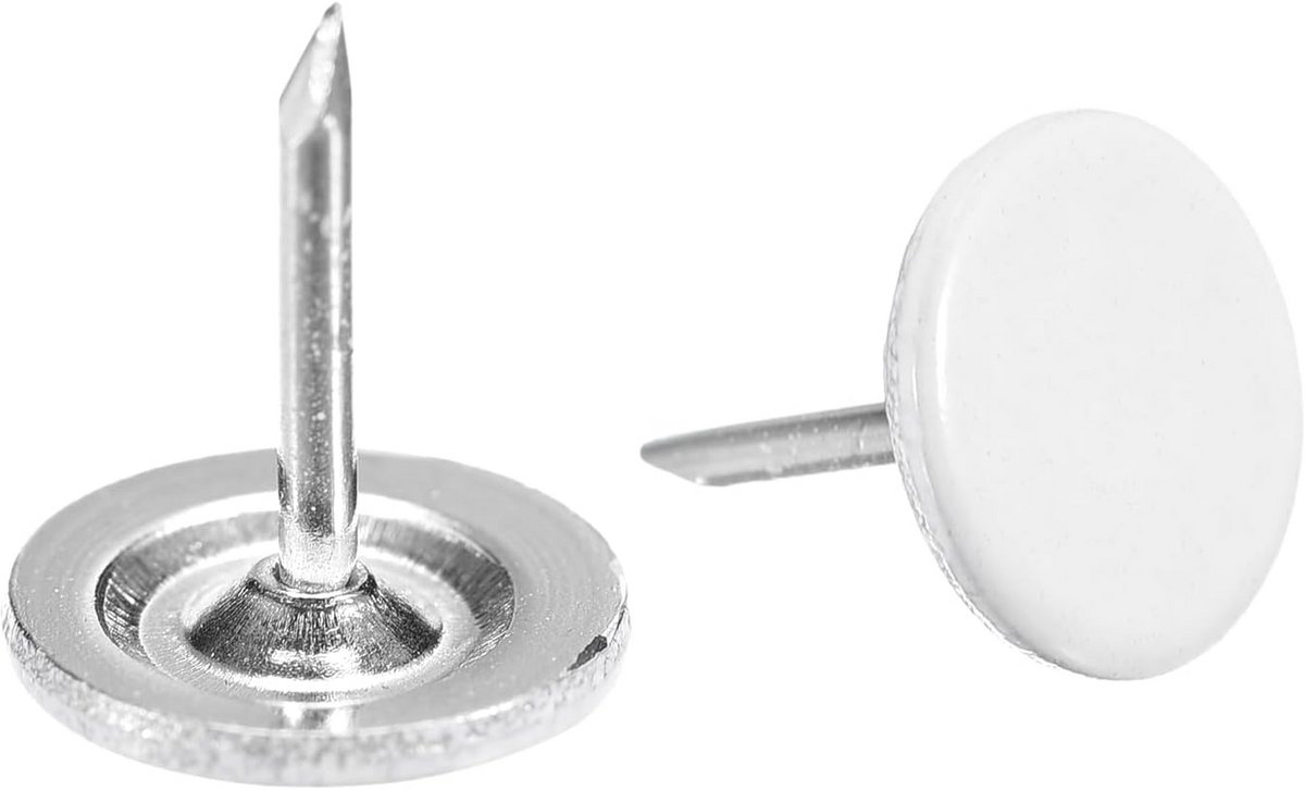 50 Stuks Decoratieve Behangnagels Platte Kop Wit - Voor Kurk, Meubels en Gordijnen