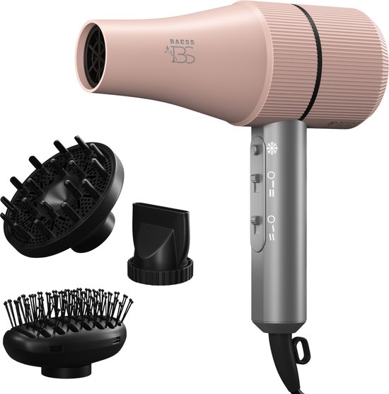 BAESS Föhn met Diffuser - Ionische Haardroger - Retro Roze - BAESS - €26,90