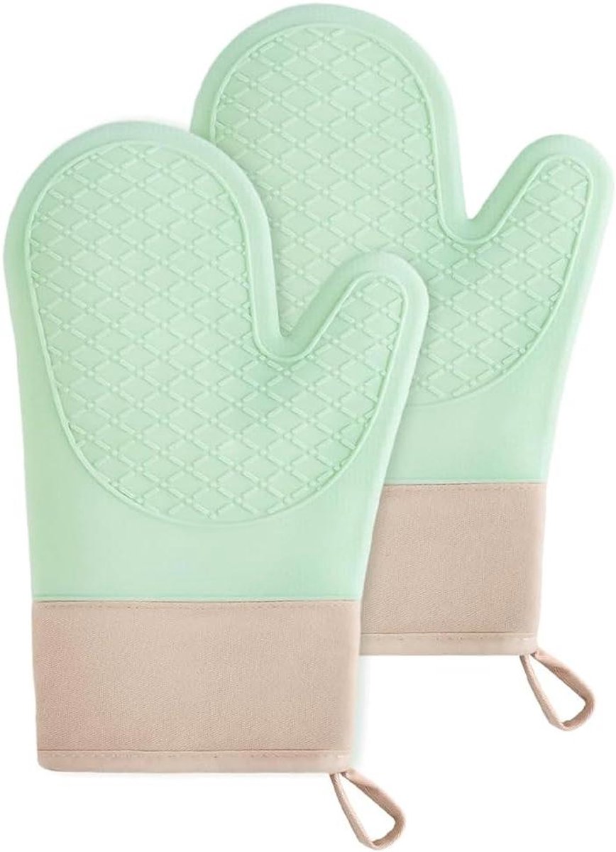 Hittebestendige Ovenwanten met Anti-slip Siliconen - Set van 2 - Groen - Keukenaccessoires