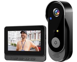 Draadloze Deurbel Camera, Video Deurbel met 2.4G Verbinding, Geen Netwerk en APP Nodig, Videogesprek, Tweeweg Audio, Nachtzicht, IP66 Waterdicht