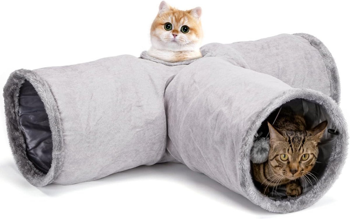 SCH® Kattentunnel - Kattenspeelgoed - Kattenspeeltjes - Grijs- 30cm x 30cmx 5cm; 400 g