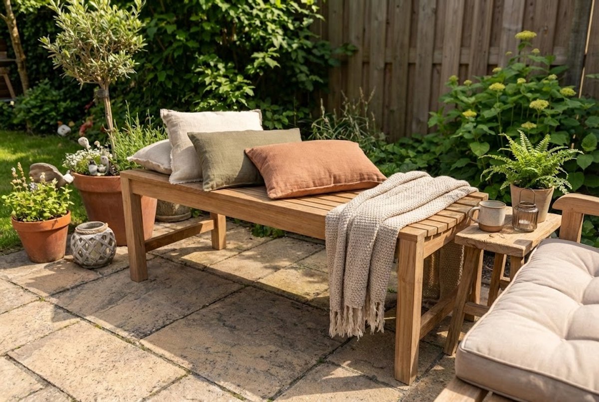 Slater Teak Tennisbank 150 cm – Tuinbank Zonder Rug – Ergonomisch – FSC® Massief Teakhout