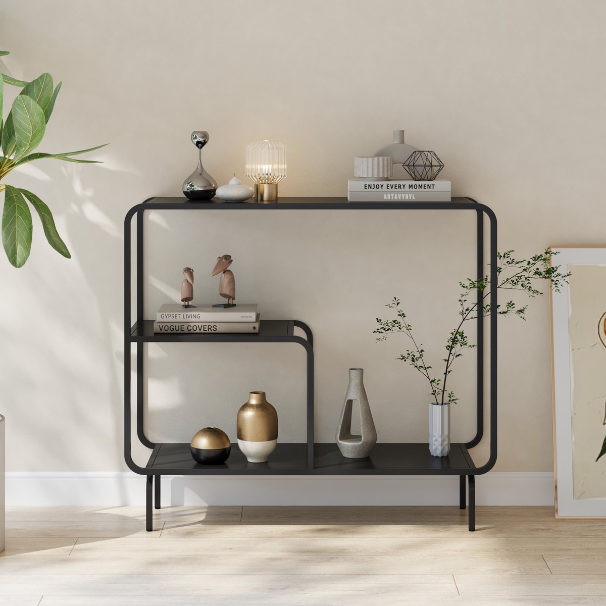 Consoletafel Færder 92x33x82 cm zwart mat [en.casa]