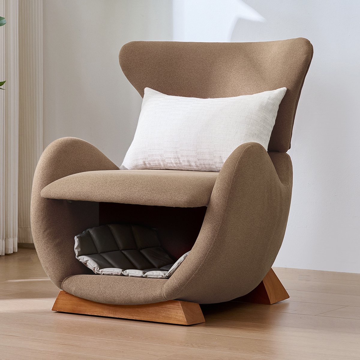 Eenpersoonsbank, Design Loungestoel in Walvishaai-design – Huisdiervriendelijke Loungestoel, Biedt Katten en Kleine Honden een Comfortabele plek om zich Terug te Trekken, Krasbestendige Stof, tv-stoel voor de Woonkamer, Grijs