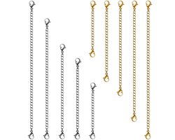 10-delige kettingverlenger - ketting verlenger - ketting verlengstukje - Met karabijnsluiting en ring - Voor het maken van sieraden - Legering - Goud/Zilver