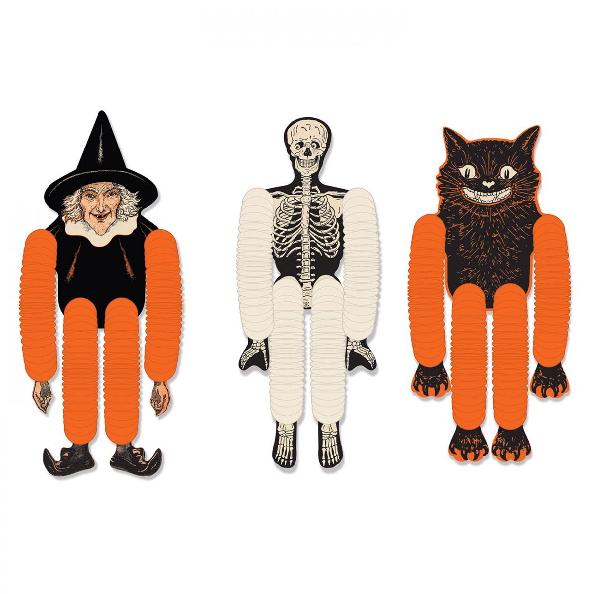 360 DEGREES - 3 papieren hangende poppen Halloween 35 cm heks skelet