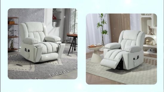 HOMCOM Fauteuil de Massage Inclinable, Chaise de Relaxation avec Dossier et Repose-Pied électrique réglables revêtement synthétique pour Salon, Chambre, Cinéma Maison Noir (Crème HOMCOM Fauteuil de Massage Inclinable, Chaise de Relaxation avec Dossier et Repose-Pied électrique réglables revêtement synthétique pour Salon, Chambre, Cinéma Maison Noir (Crème