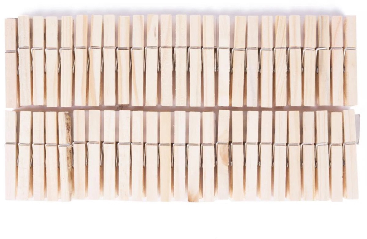 Benson Wasknijpers - 100x stuks - bamboe - 7 cm - hout - knijpers