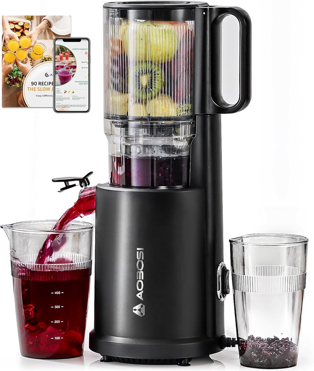 Aobosi ZM1907B - Slowjuicer - Cold Press - 220W - Compact & BPA-vrij - Zwart