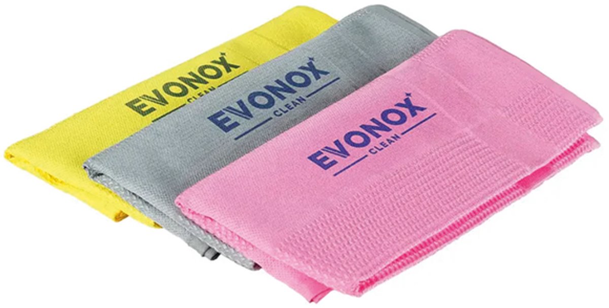 Evonox Clean Microvezeldoeken - Luxe Schoonmaakdoekjes - 3-delige Set - Extra Groot 42x68 cm - Streeploos & Absorberend