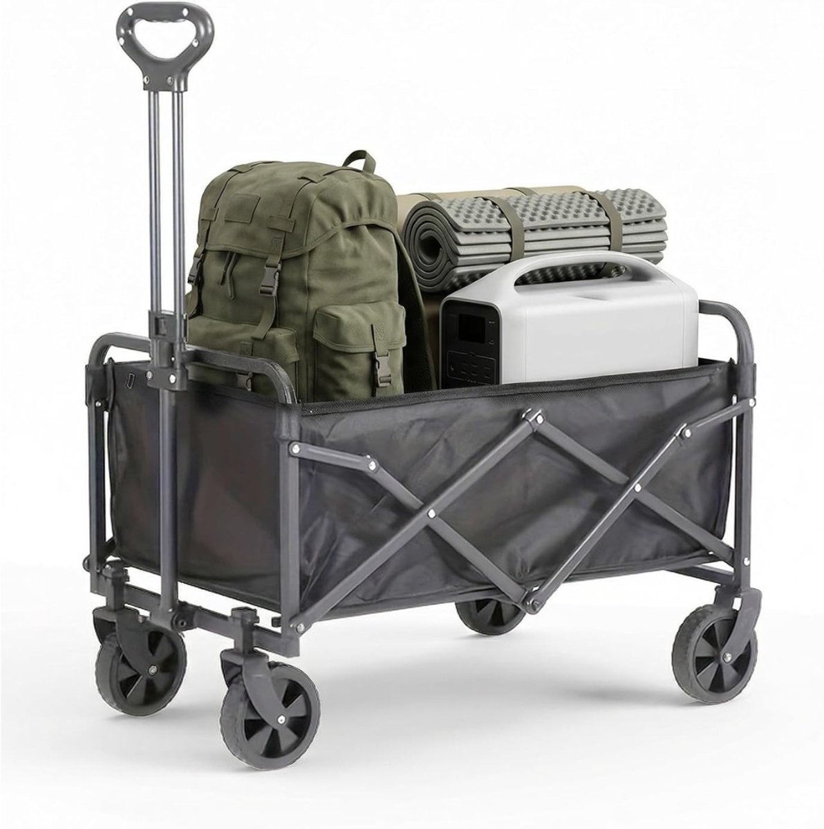 TopChoice® Bolderkar Opvouwbaar - Strandkar - Trekkar - 70x46x47cm - Zwart