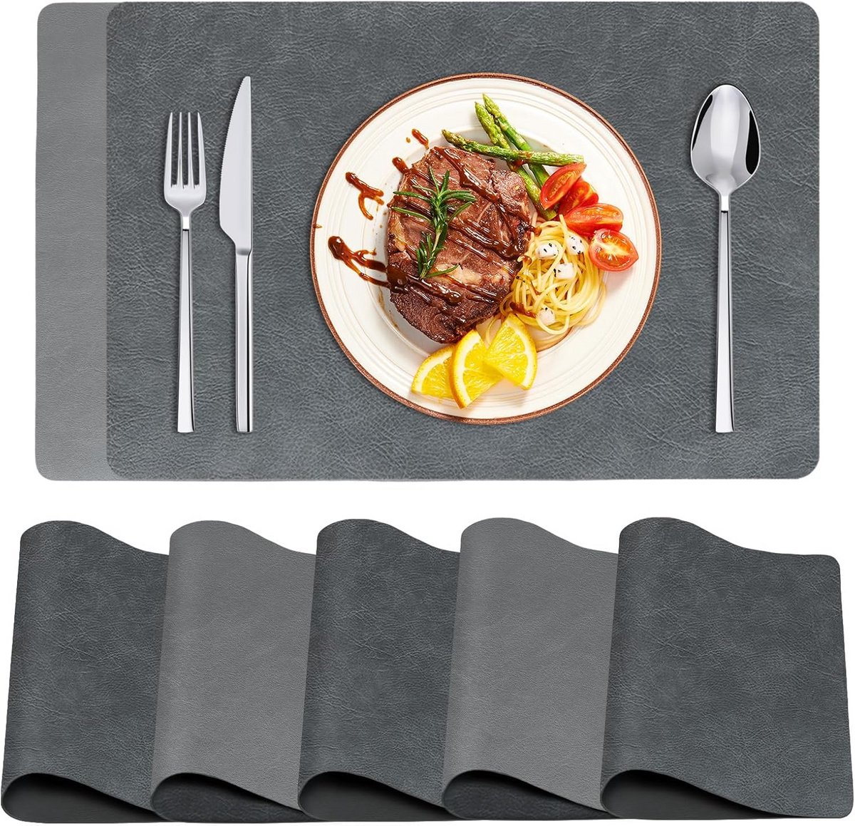Set van 6 Dubbelzijdige Placemats - Hittebestendig en Waterdicht - 45x30 cm