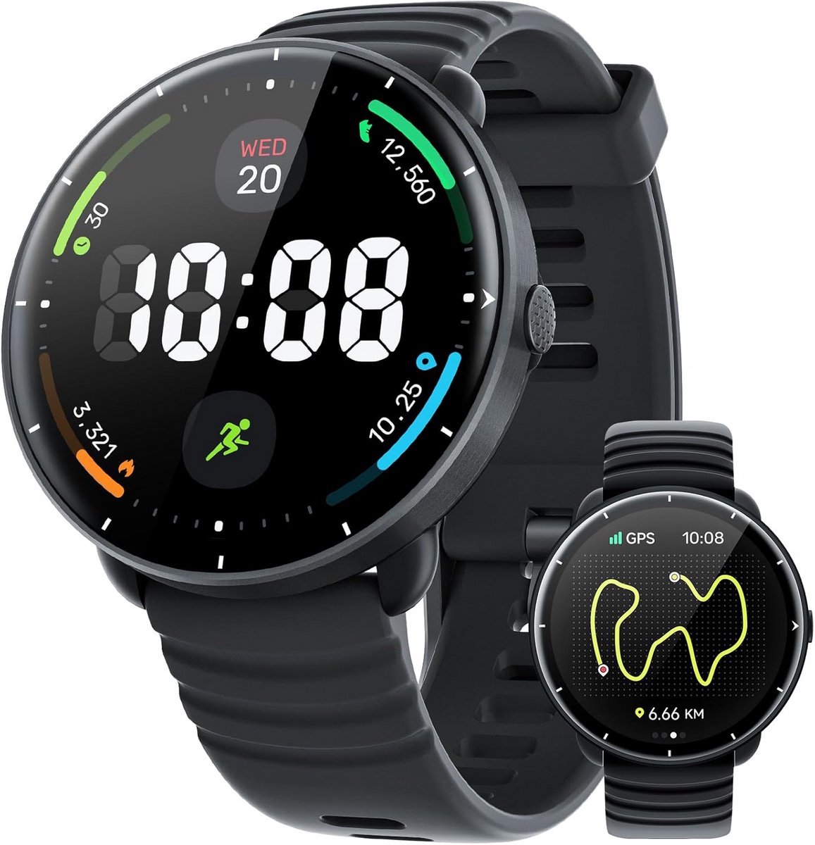 Smartwatch met GPS en 5 ATM Waterdicht voor Heren en Dames - Fitness Tracker met AMOLED Display