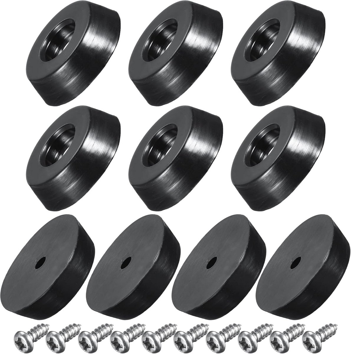 10x Ronde Rubber Voetjes met Schroeven en Ringen - Antislip Beschermers voor Meubels en Apparatuur