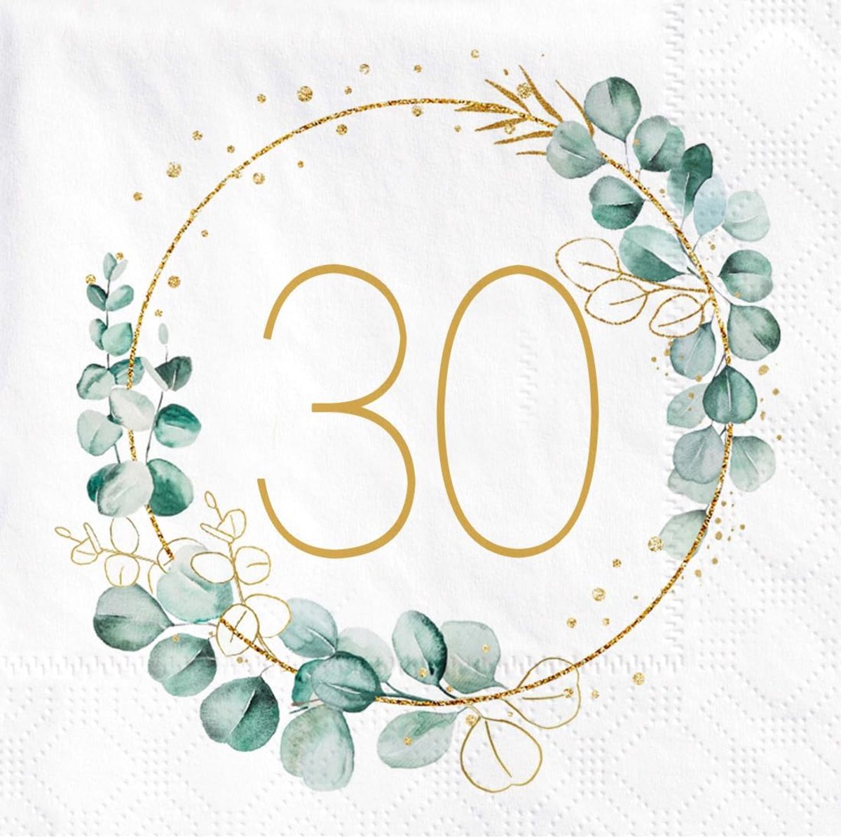 Luxe Tafeldecoratie Servetten Eucalyptus Goudgroen Papier - Feestdecoratie Verjaardag