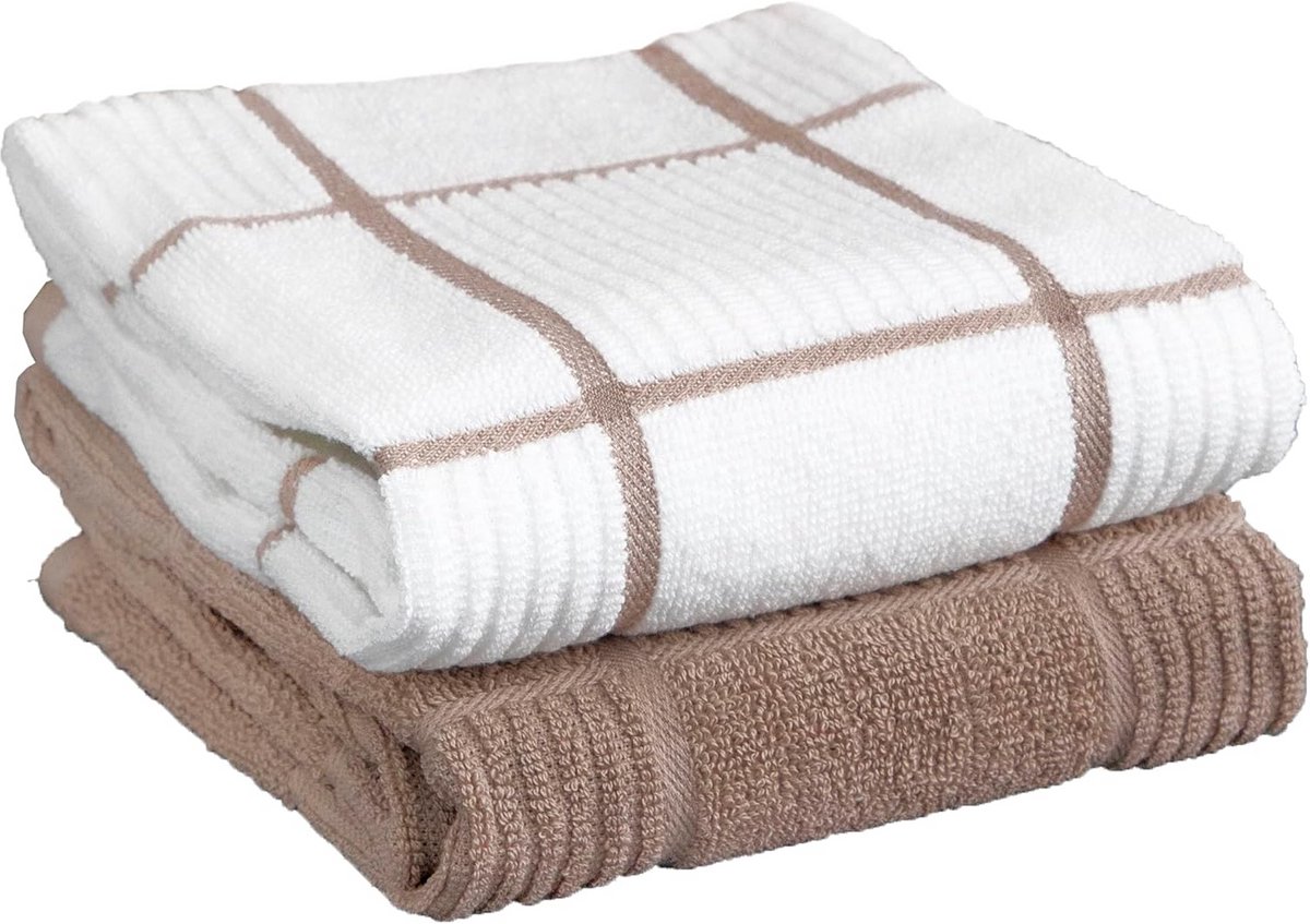 2-Pack Keukendoeken Katoen Parket Dessin Zand - Absorberende Theedoeken