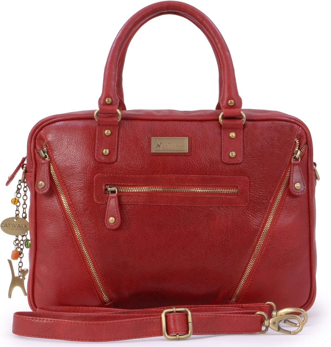 Grote Leren Schoudertas Dames A4 Werk-/Aktetas met Crossbody Riem