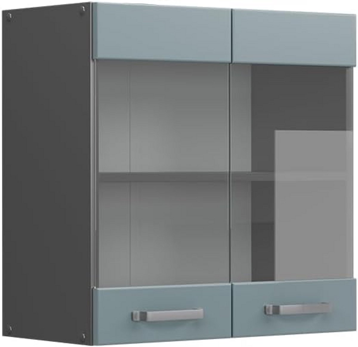 Glazen Keukenkast Wandkast 60 cm Blauwgrijs met 2 Deuren en Legplank