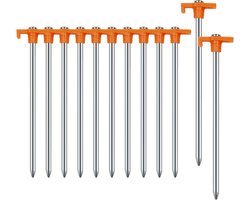 Travelhawk Tentharingen - Gegalvaniseerd Staal - Grondhaken - Tent Haring - Tent Spijker - 12 Stuks - Oranje
