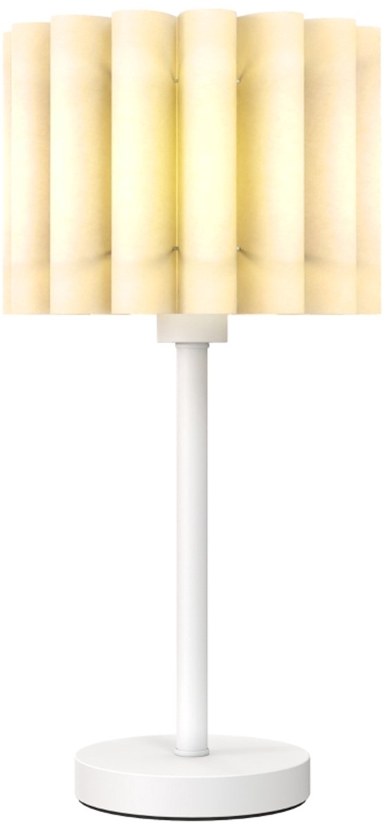 Daity Tafellamp/nachtlampje in retrostijl, plastic lampenkap, drukknopschakelaar, wit.