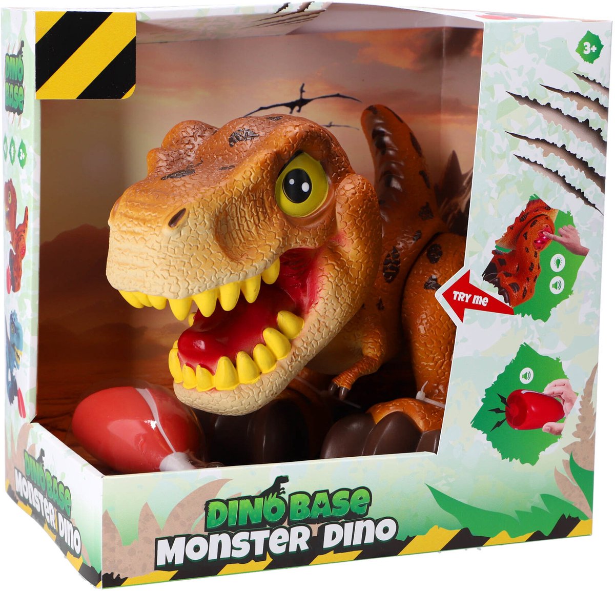 Dino Base dinosaurus speelfiguur bruin groot - speelgoed dino.