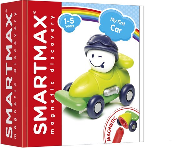 SmartMax My First Car - Magnetische Raceauto Bouwen - Kleurrijke Voertuigset - Educatief Speelgoed voor Peuters - Vanaf 1 Jaar